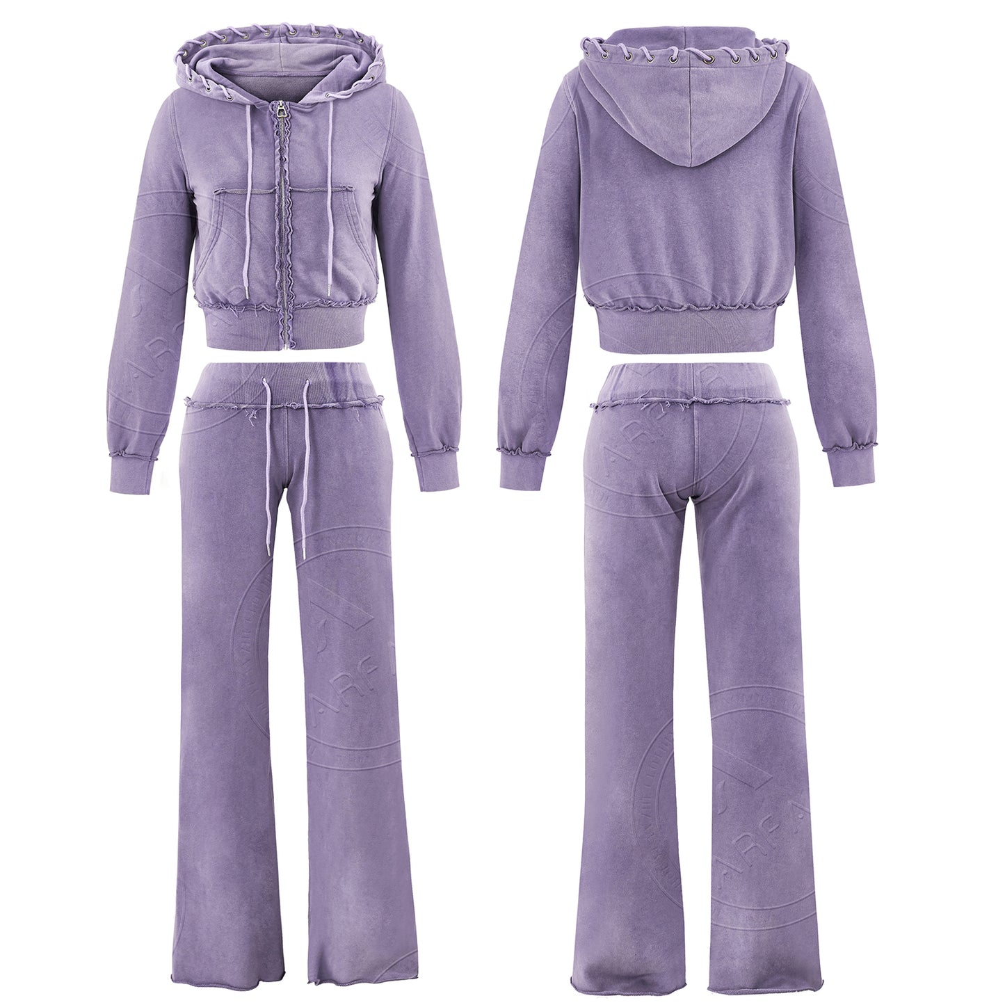 womens acid wished two piece hoodie sets pants sets