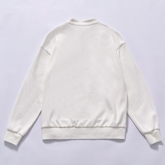 hot selling custom logo bottom woven label plain long sleeve sweatshirt rib elastic cuffs & bottom hem drop shoulder oversized relaxed fit unisex loose basic street fleece sweatshirt smart casual commute wear