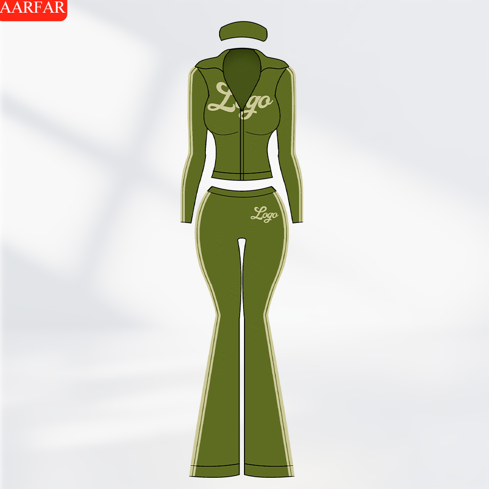 Activewear 2 Piece Yoga Set Women Custom logo Side Stripe Hoodies Jacket Nylon Elastane Flare Pants Gym Fitness Sets