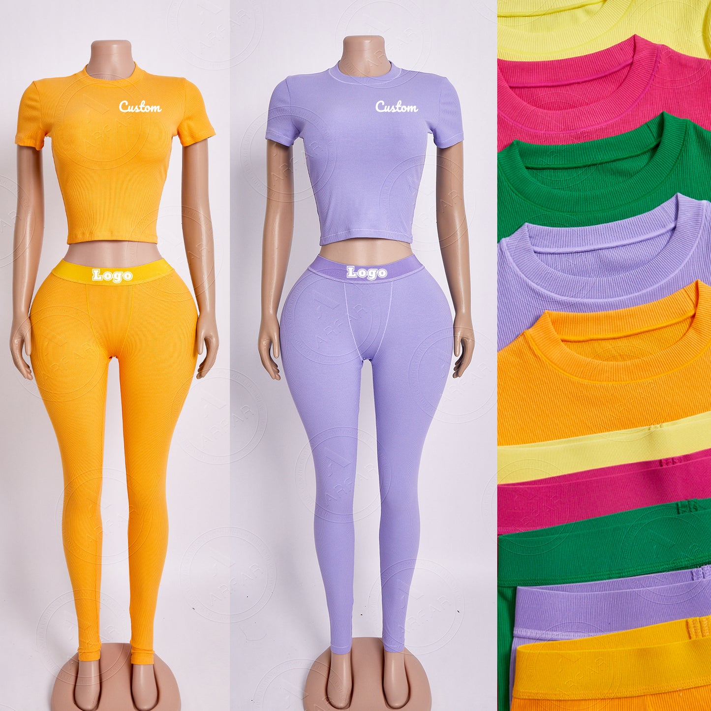 Custom Women's Sets Loungewear Cotton Clothes T Shirts Fold Over Flare Pants Legging Set Open Leg 2 Piece Set Tall Girl Clothing