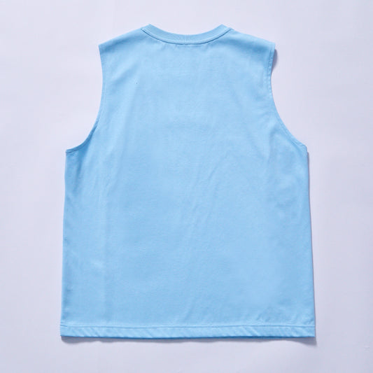 hot selling custom crew neck cotton sleeveless athletic tank top classic round crew neck color block raglan sleeveless cotton tank top city walk couple matching set