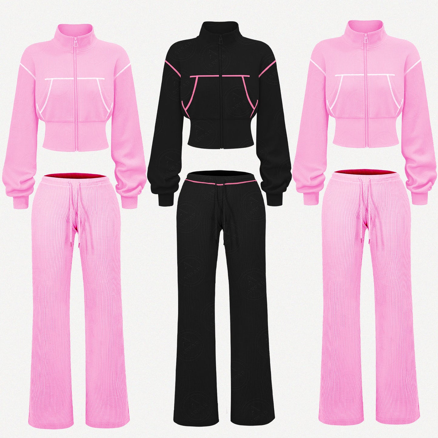 Custom Waffle Knit Girls Two Piece Set Summer 2025 Basic Zip up Jacket Embroidery Hoodie and Shorts Set Loungewear Women Sets