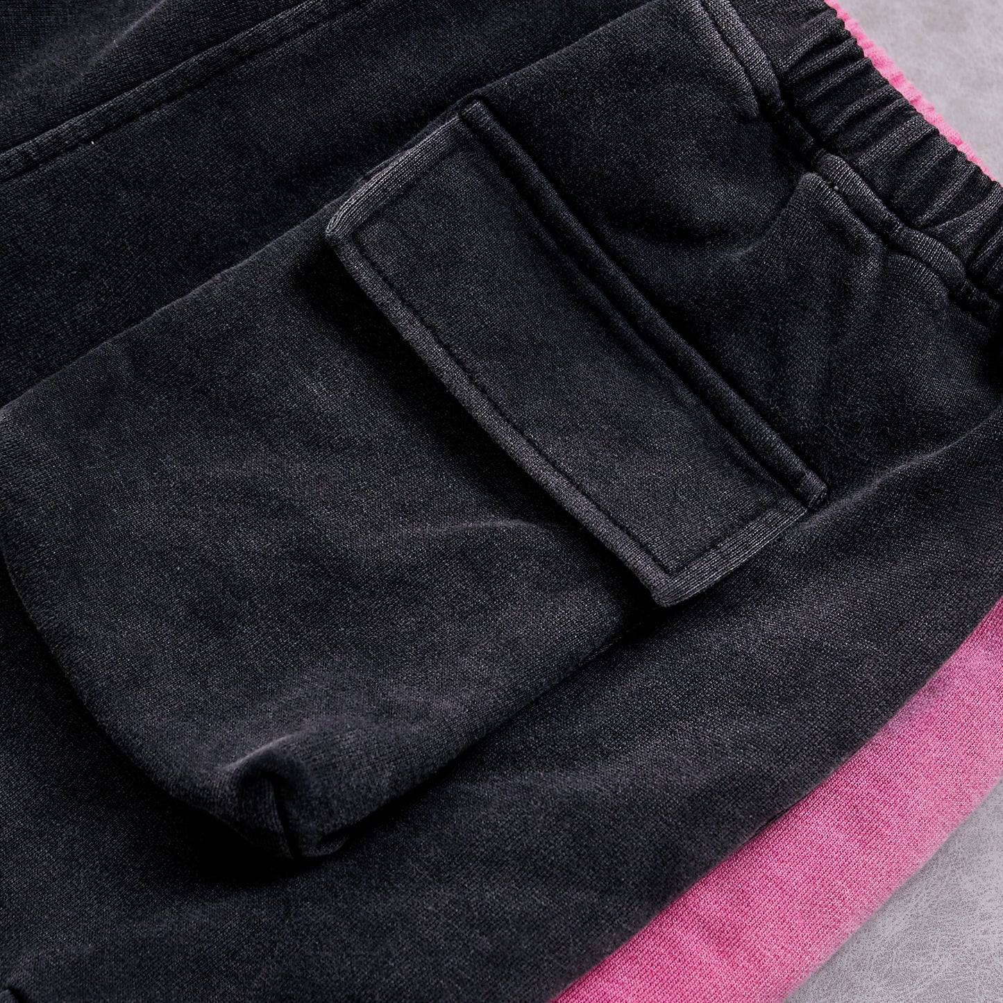 100% Cotton Acid Washed Black Jogger Pants