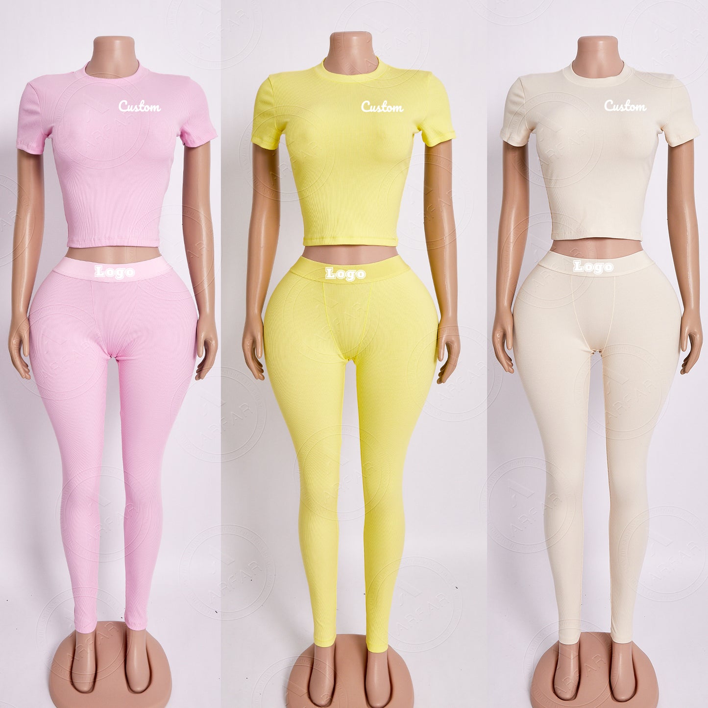 Custom Women's Sets Loungewear Cotton Clothes T Shirts Fold Over Flare Pants Legging Set Open Leg 2 Piece Set Tall Girl Clothing