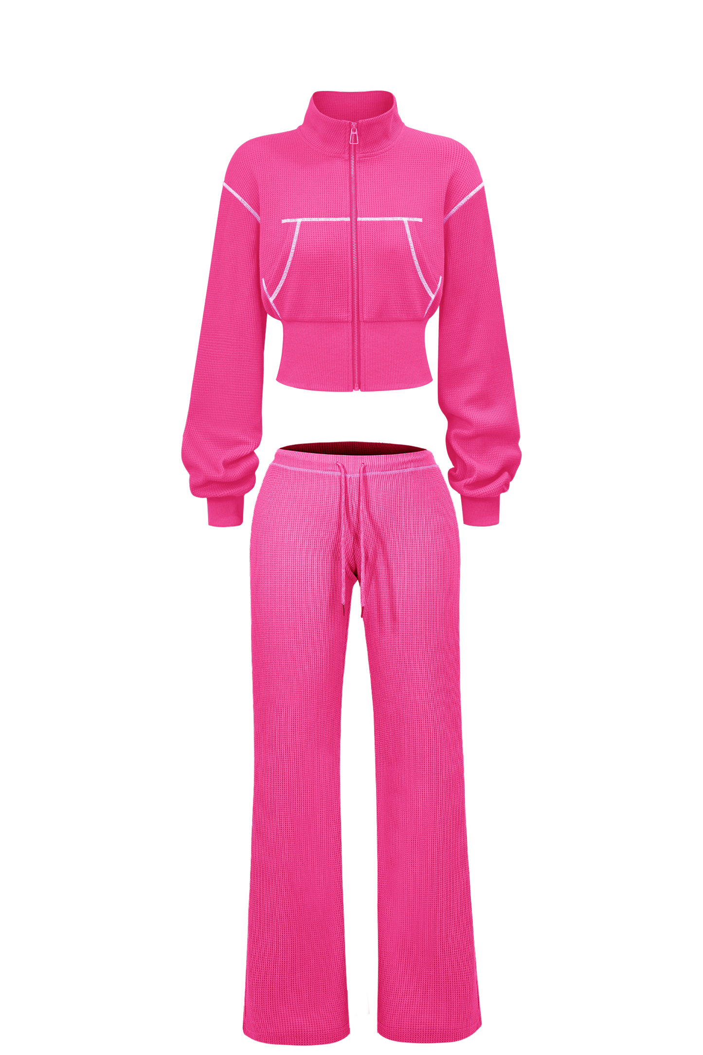 Custom Waffle Knit Girls Two Piece Set Summer 2025 Basic Zip up Jacket Embroidery Hoodie and Shorts Set Loungewear Women Sets