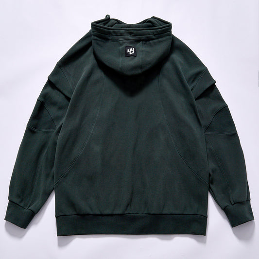 trending oversized streetwear panel layered pullover hoodie drop shoulder loose fit plain layering hoodie city walk