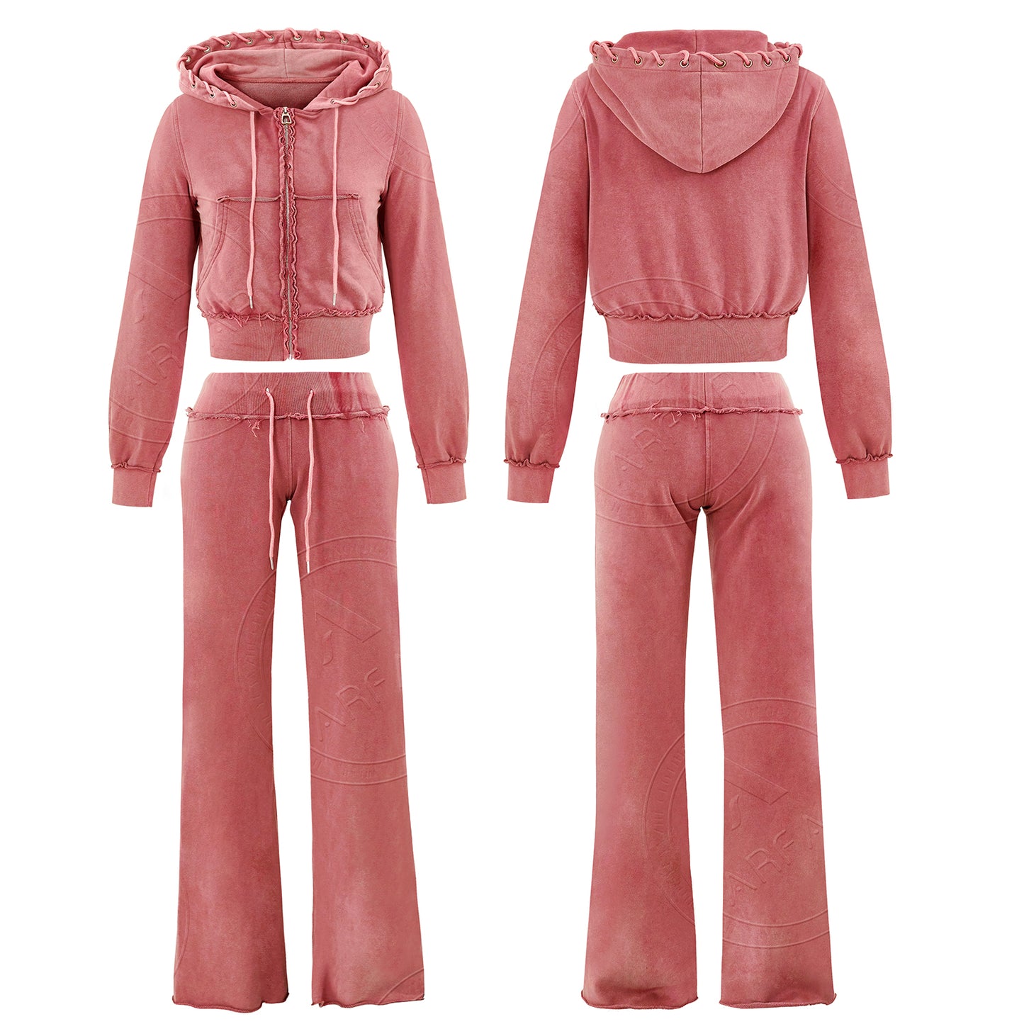 womens acid wished two piece hoodie sets pants sets