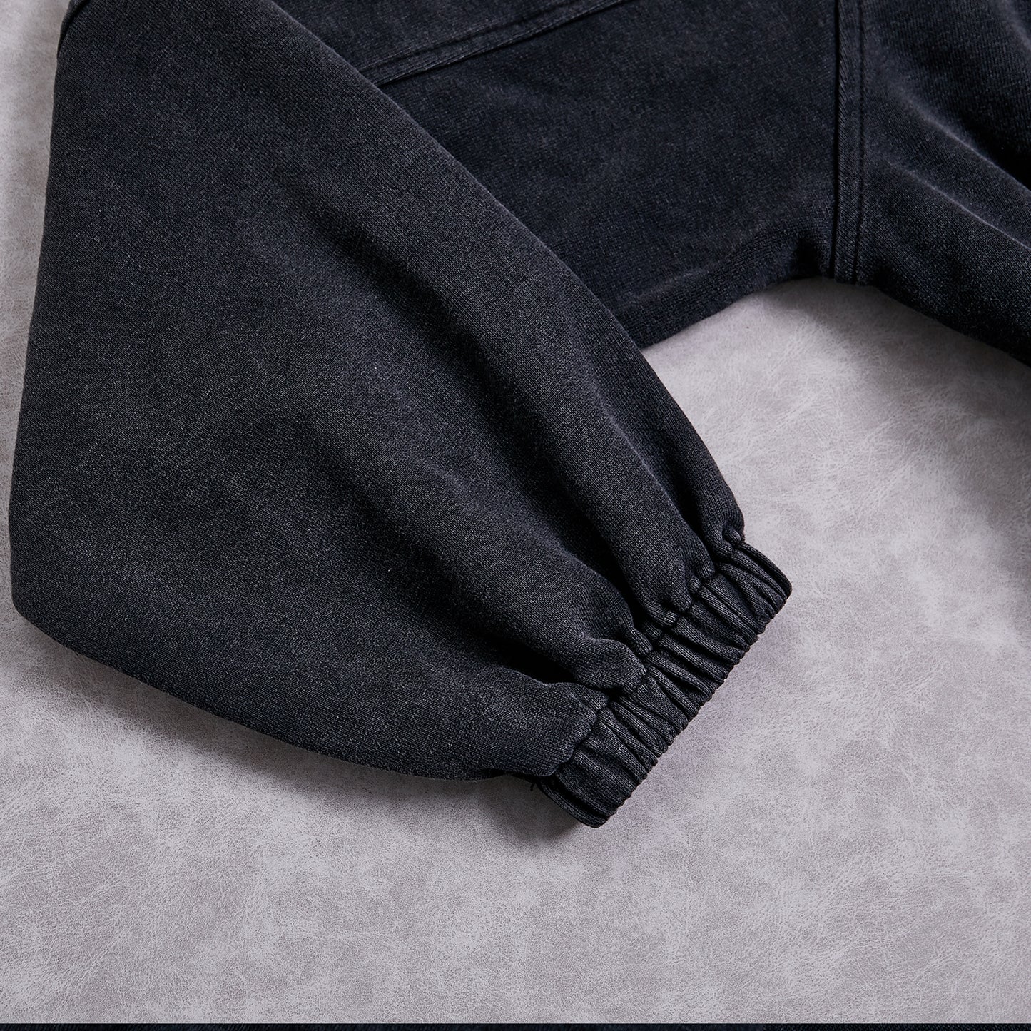 100% Cotton Women Acid Washed Black Side Slit Sweatpants Set