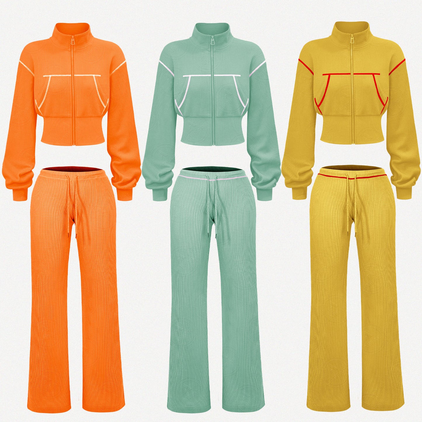 Custom Waffle Knit Girls Two Piece Set Summer 2025 Basic Zip up Jacket Embroidery Hoodie and Shorts Set Loungewear Women Sets