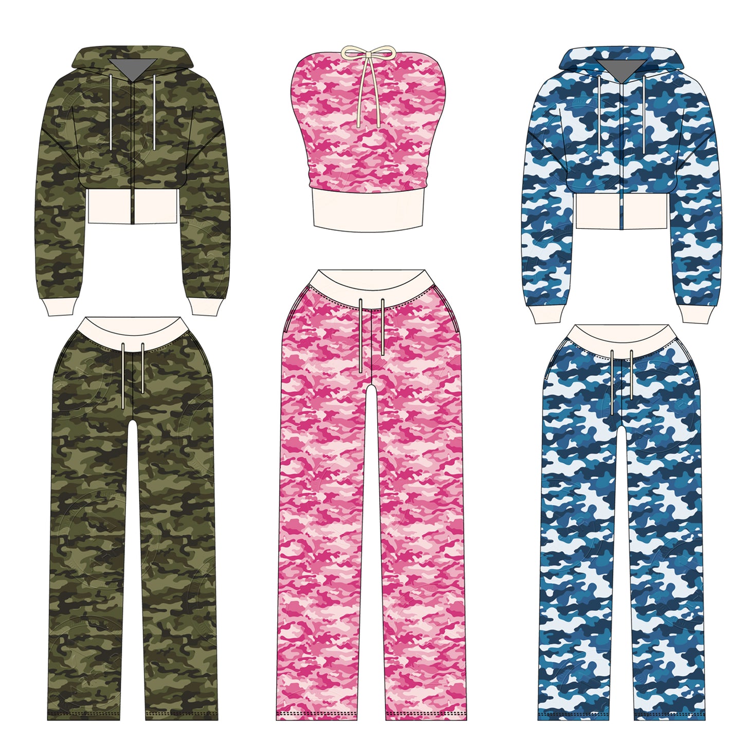 Women Camouflage Hoodie and Shorts Set Zip Heavyweight Cotton Fitness Cropped Long Sleeve Camo Shorts Set Casual Sweatshirt Set