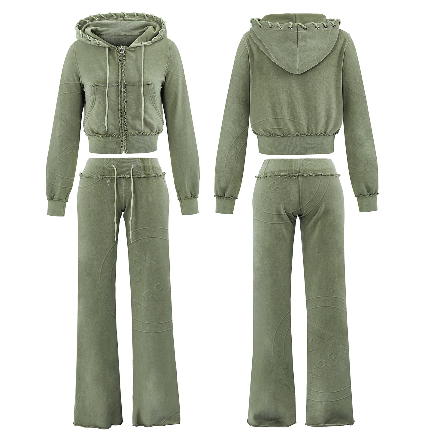 womens acid wished two piece hoodie sets pants sets