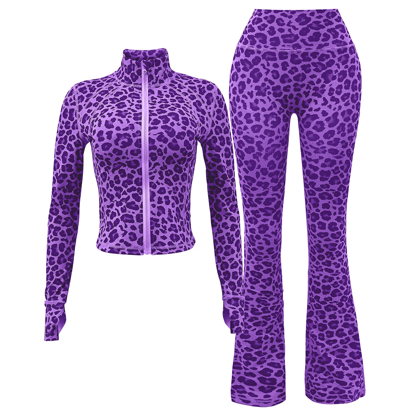 OEM / ODM womens printed yoga jackets set flared legging pants set