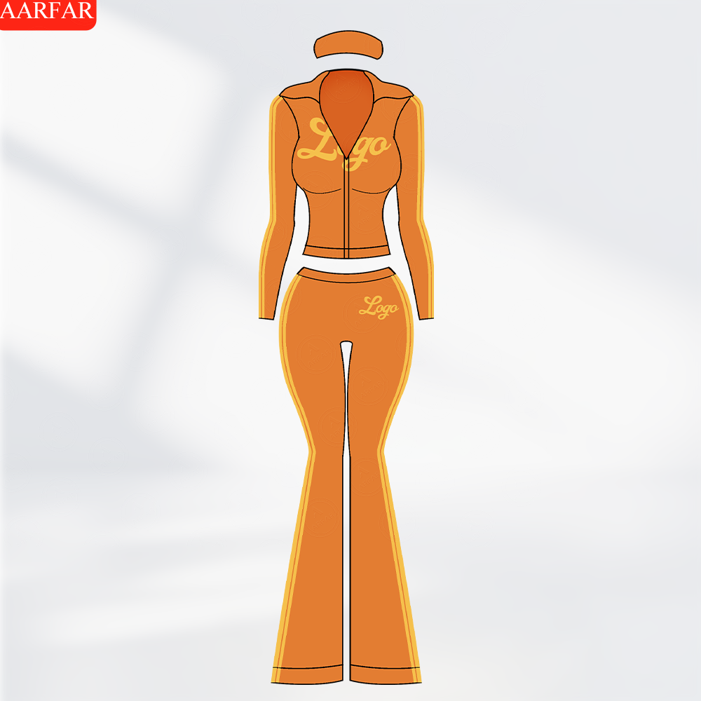 Activewear 2 Piece Yoga Set Women Custom logo Side Stripe Hoodies Jacket Nylon Elastane Flare Pants Gym Fitness Sets