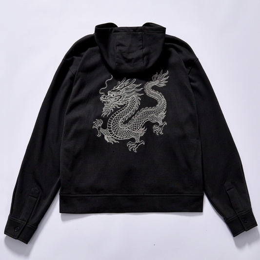 Custom trending High quality Men's Hoodies Sweatshirt chinese style embroidered fleece outerwear drop shoulder relaxed fit frog‑button hooded jack cultural streetwear