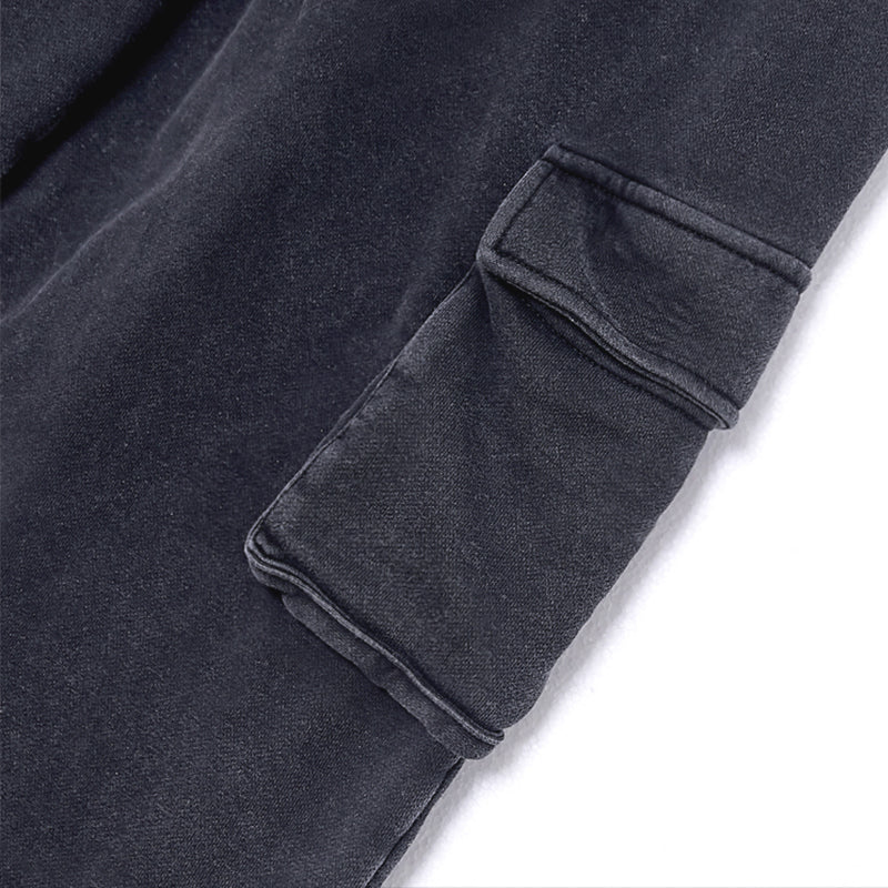 100% Cotton Women Acid Washed Black Pants With Pocket