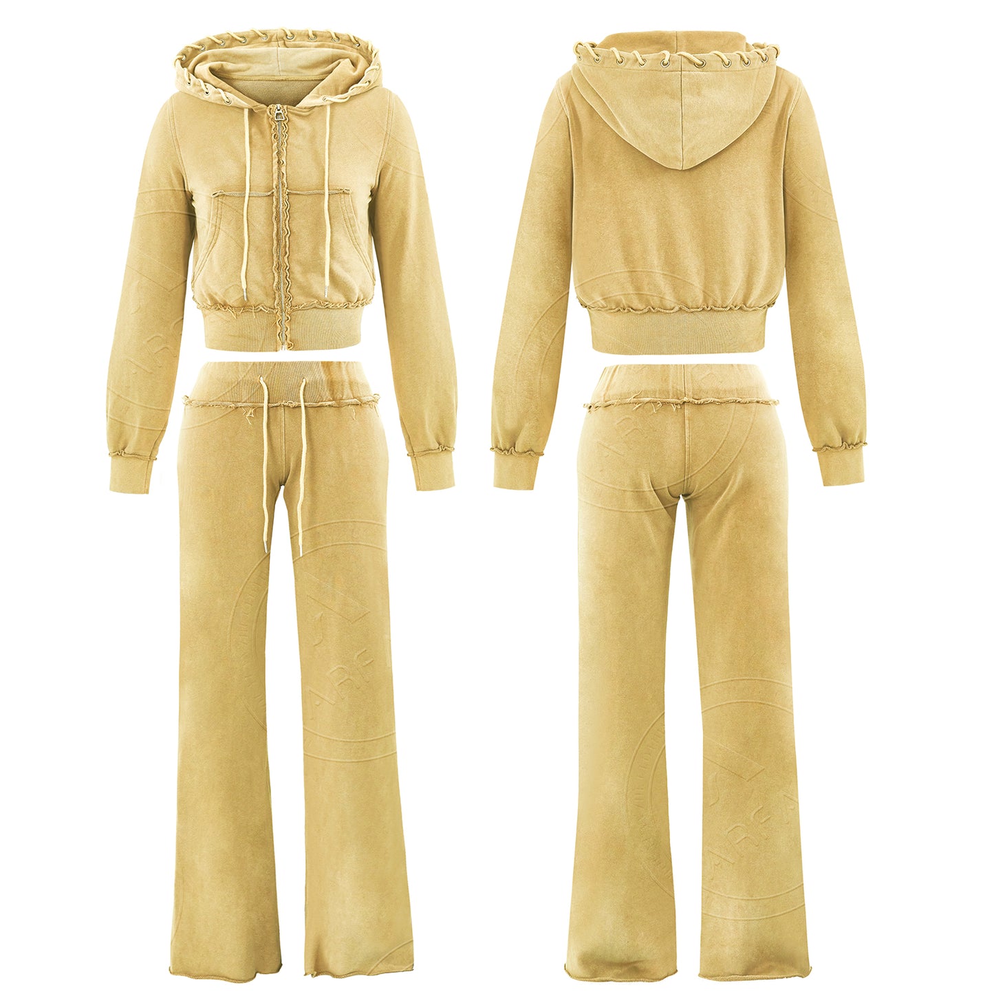 womens acid wished two piece hoodie sets pants sets