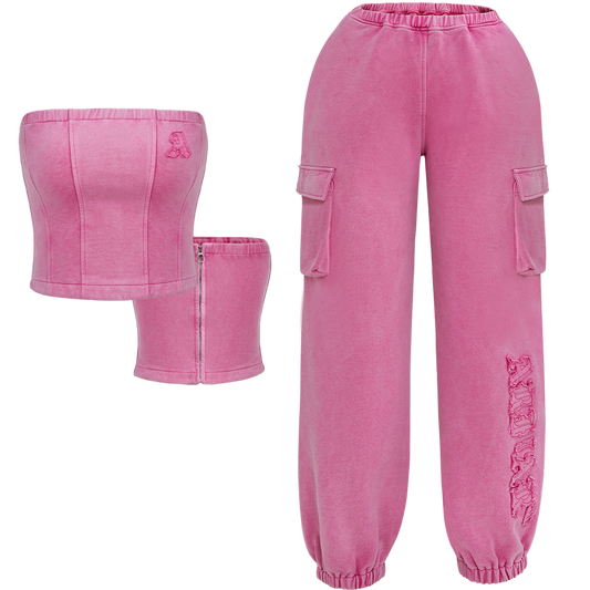 100% Cotton Tube Top Bodysuit Two Piece pants Sets