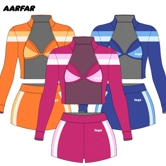 Winter Clothes for Women Two Piece Set Wholesale Custom Color Block Street Sports Jackets and Shorts Cheetah Print Lounge Sets