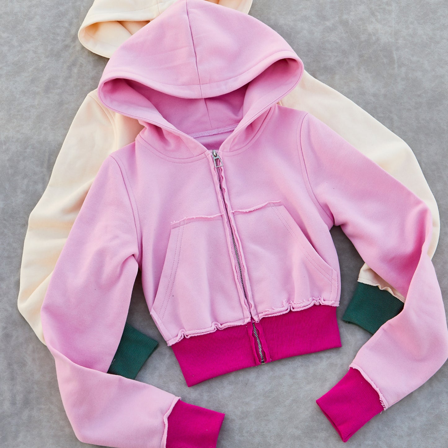 Manufacturer /Custom / OEM/ODM women cropped zip hoodie sets
