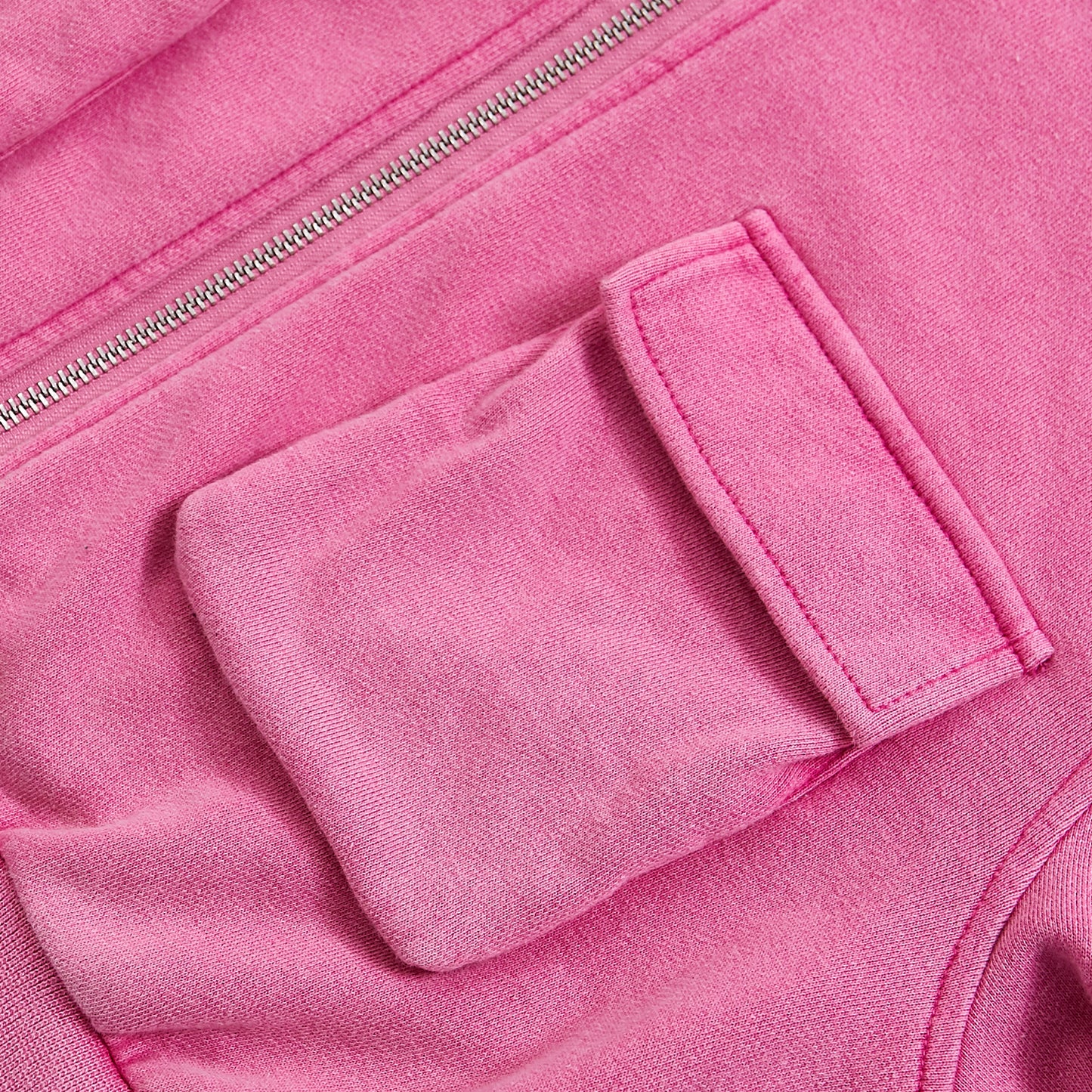 100% Cotton Acid Washed Crop Top Zip Up Hoodie With Pocket