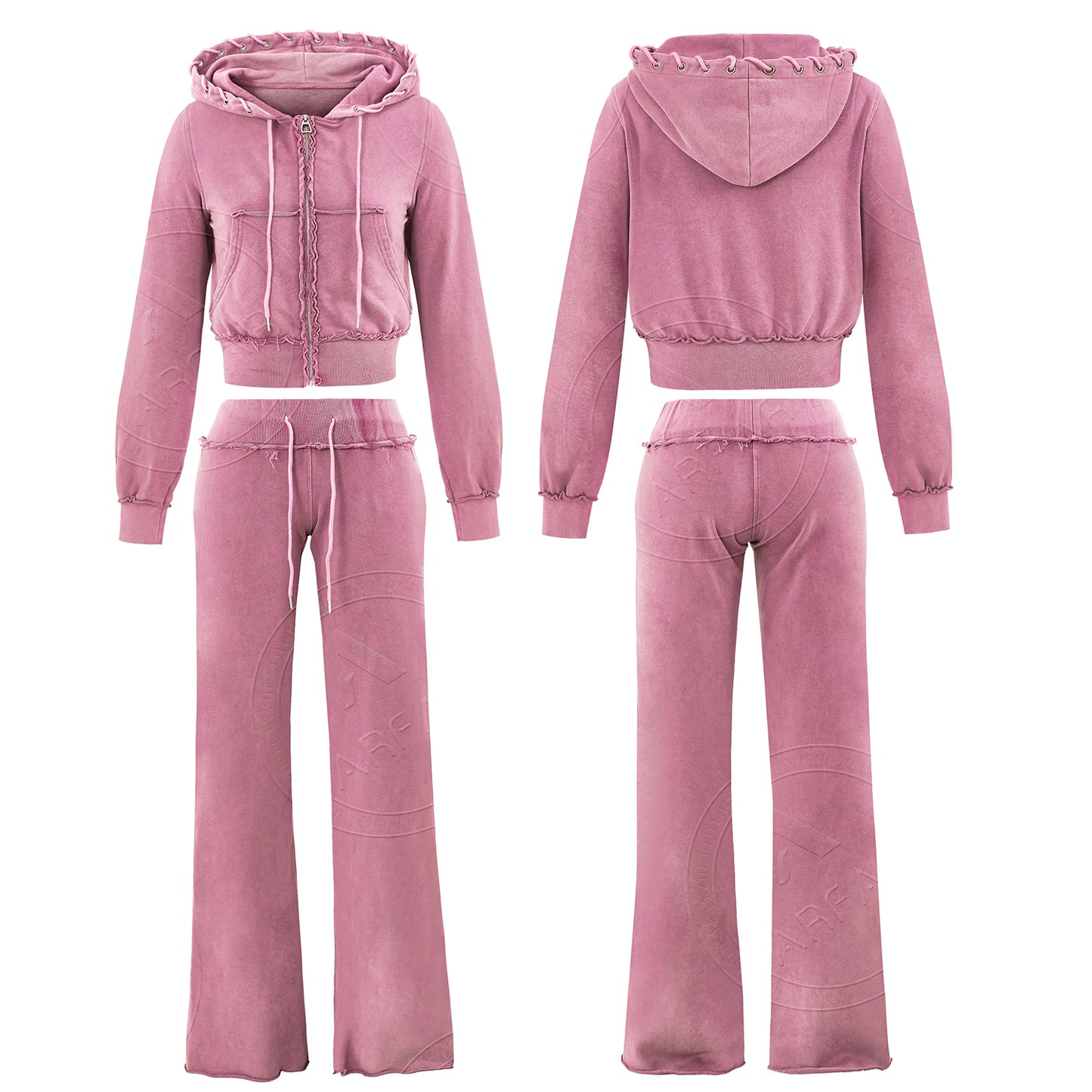womens acid wished two piece hoodie sets pants sets