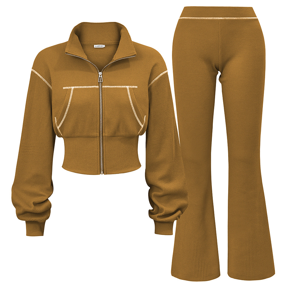 Manufacturer /Custom / OEM/ODM Women Long Sleeve Waffle Set