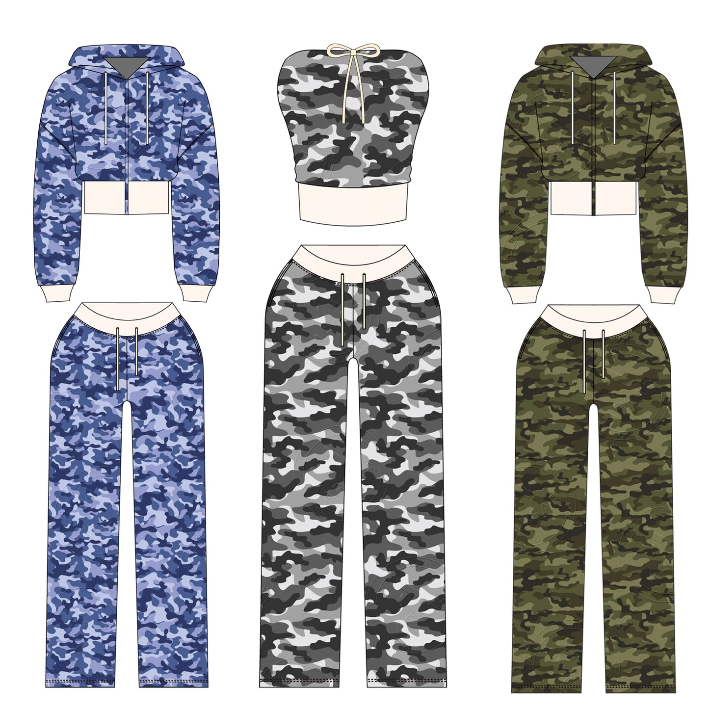 Women Camouflage Hoodie and Shorts Set Zip Heavyweight Cotton Fitness Cropped Long Sleeve Camo Shorts Set Casual Sweatshirt Set