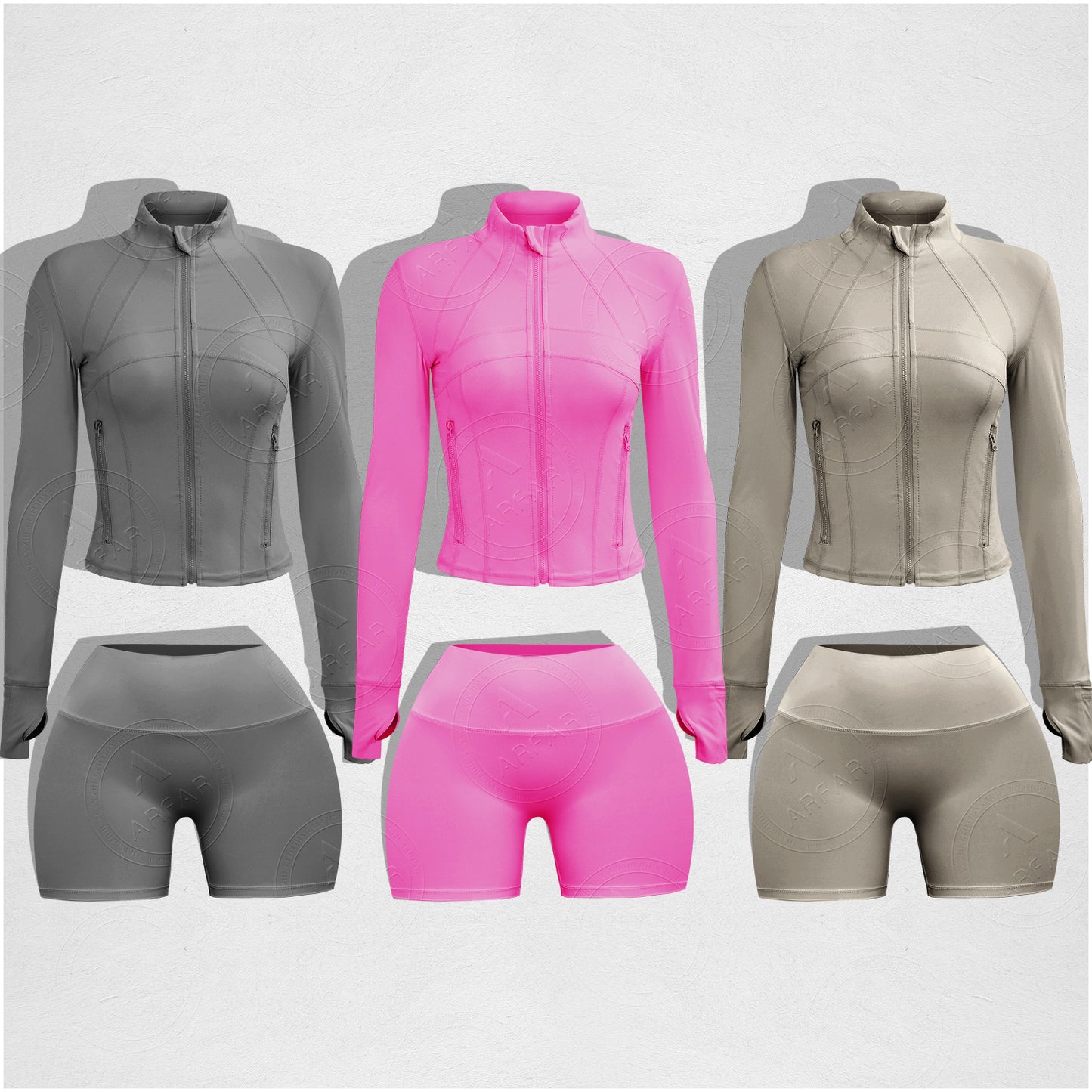 Yoga Zipper Jacket Custom Rhinestone logo Women Set Wholesale Nylon Candy Color Tracksuit Two Piece Lounge Set Women Clothing