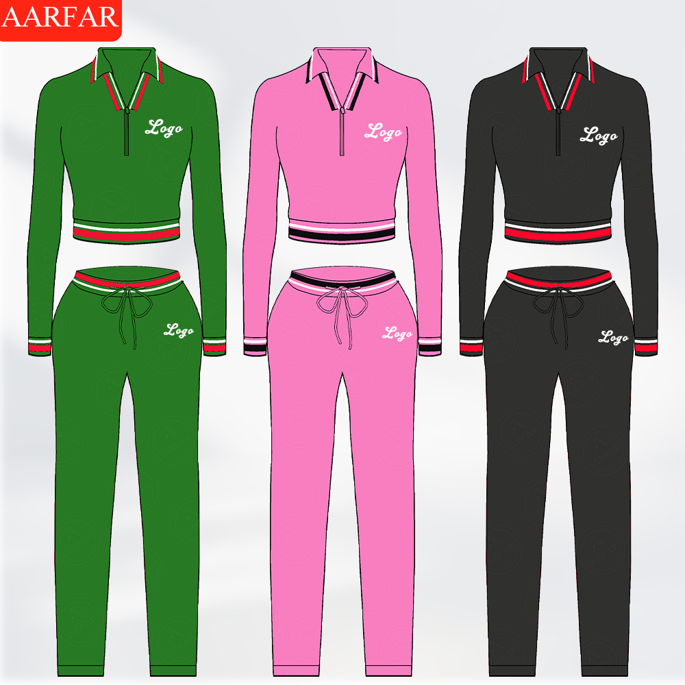 2025 New Arrivals Custom logo Women's Polo Collar Autumn Clothing Two-piece Set Long Sleeved Pants Sets Women Clothing Wholesale