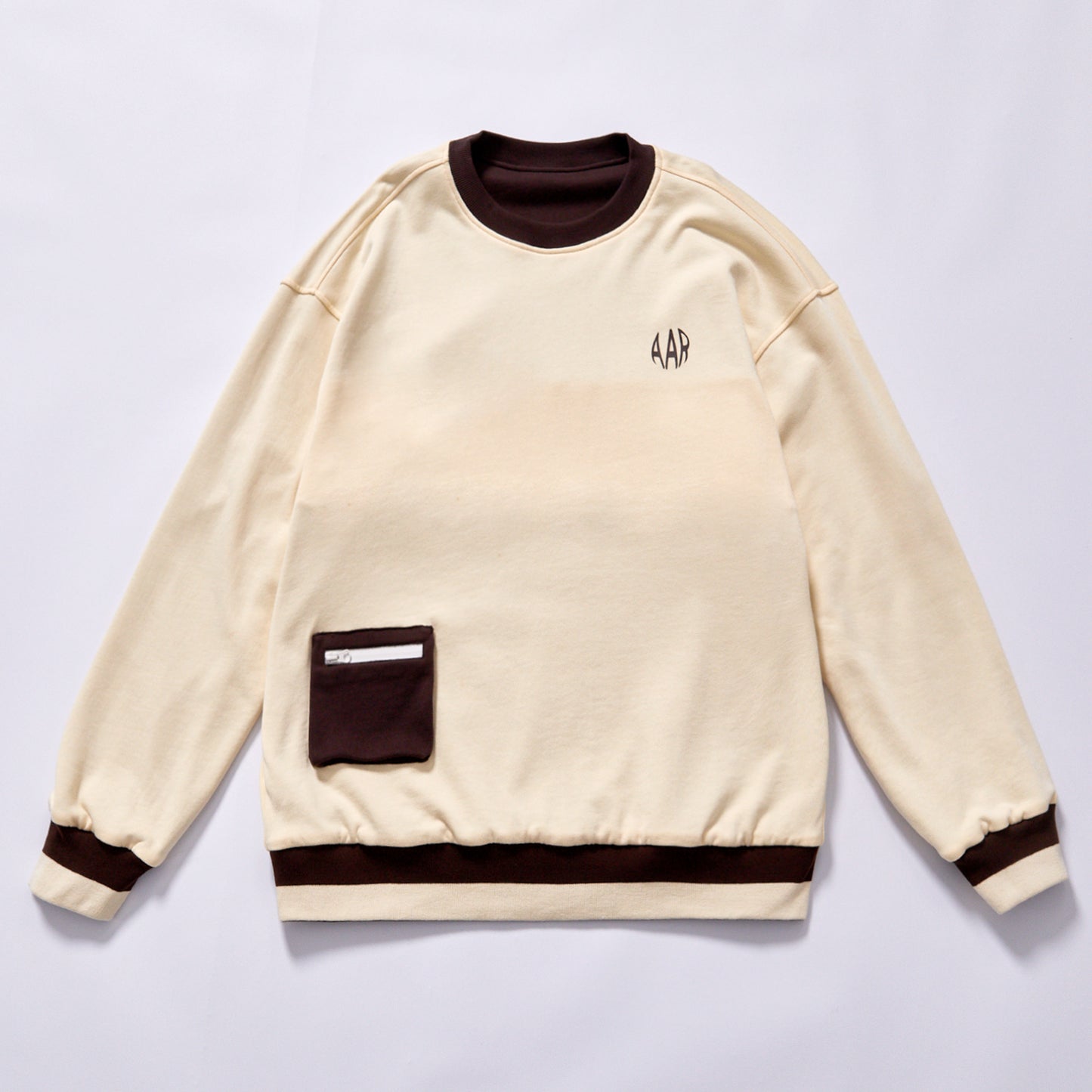 Laid-back Casual Vibe Color Contrast Sweatshirt Soft Sweatshirt Cotton Durable Washable Anti-pilling Patch Pocket Crew Neck Sweatshirt for Spring Autumn Daily Streetwear