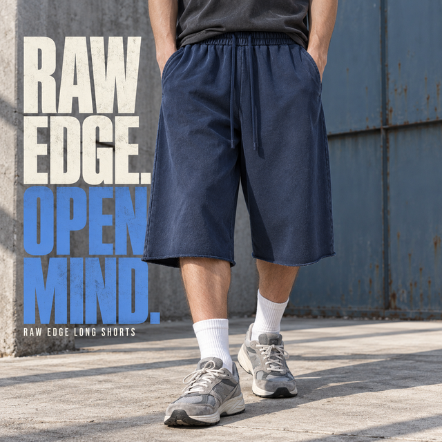 A97362 Royal Blue raw-hem washed cotton bermuda shorts, front styling view