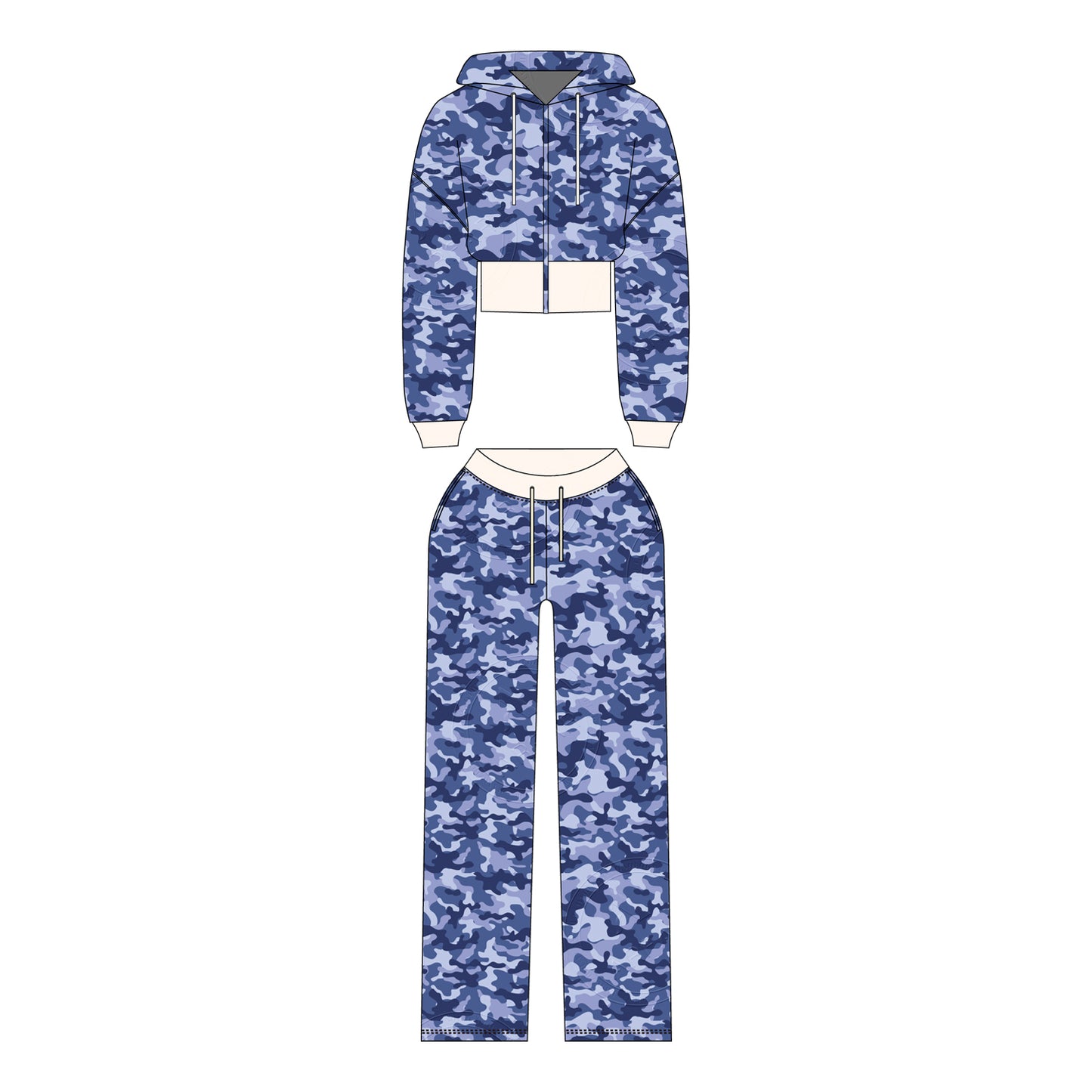 Women Camouflage Hoodie and Shorts Set Zip Heavyweight Cotton Fitness Cropped Long Sleeve Camo Shorts Set Casual Sweatshirt Set