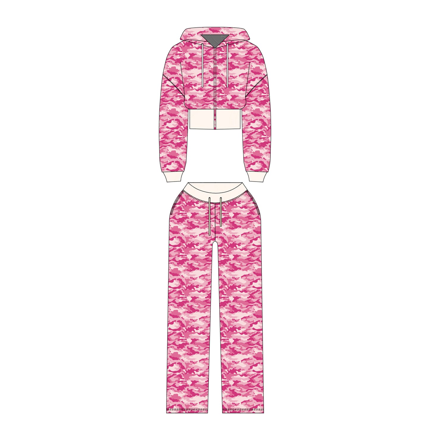 Women Camouflage Hoodie and Shorts Set Zip Heavyweight Cotton Fitness Cropped Long Sleeve Camo Shorts Set Casual Sweatshirt Set