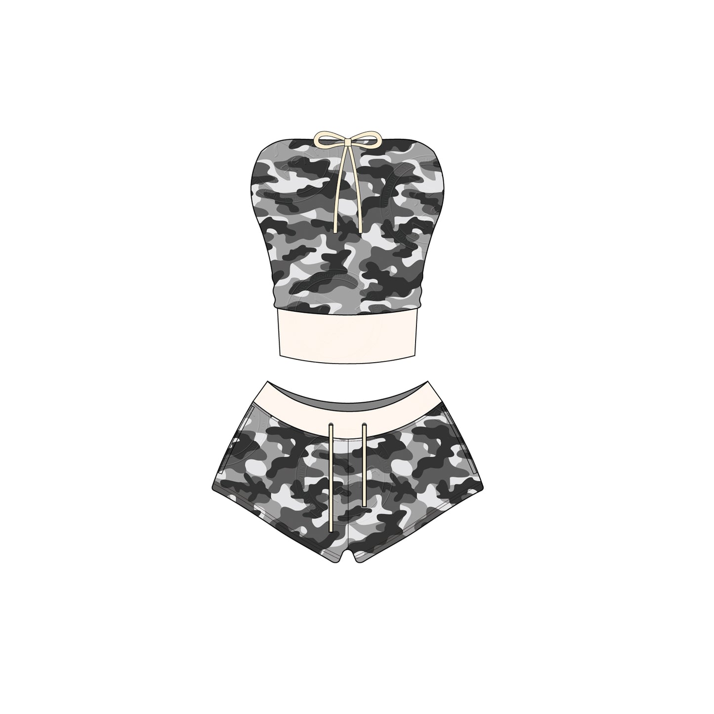 Women Camouflage Hoodie and Shorts Set Zip Heavyweight Cotton Fitness Cropped Long Sleeve Camo Shorts Set Casual Sweatshirt Set