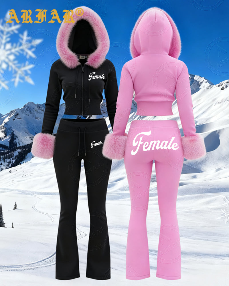 2026 Women Long Sleeve Cropped Hoodie and Sweatpants Tracksuit