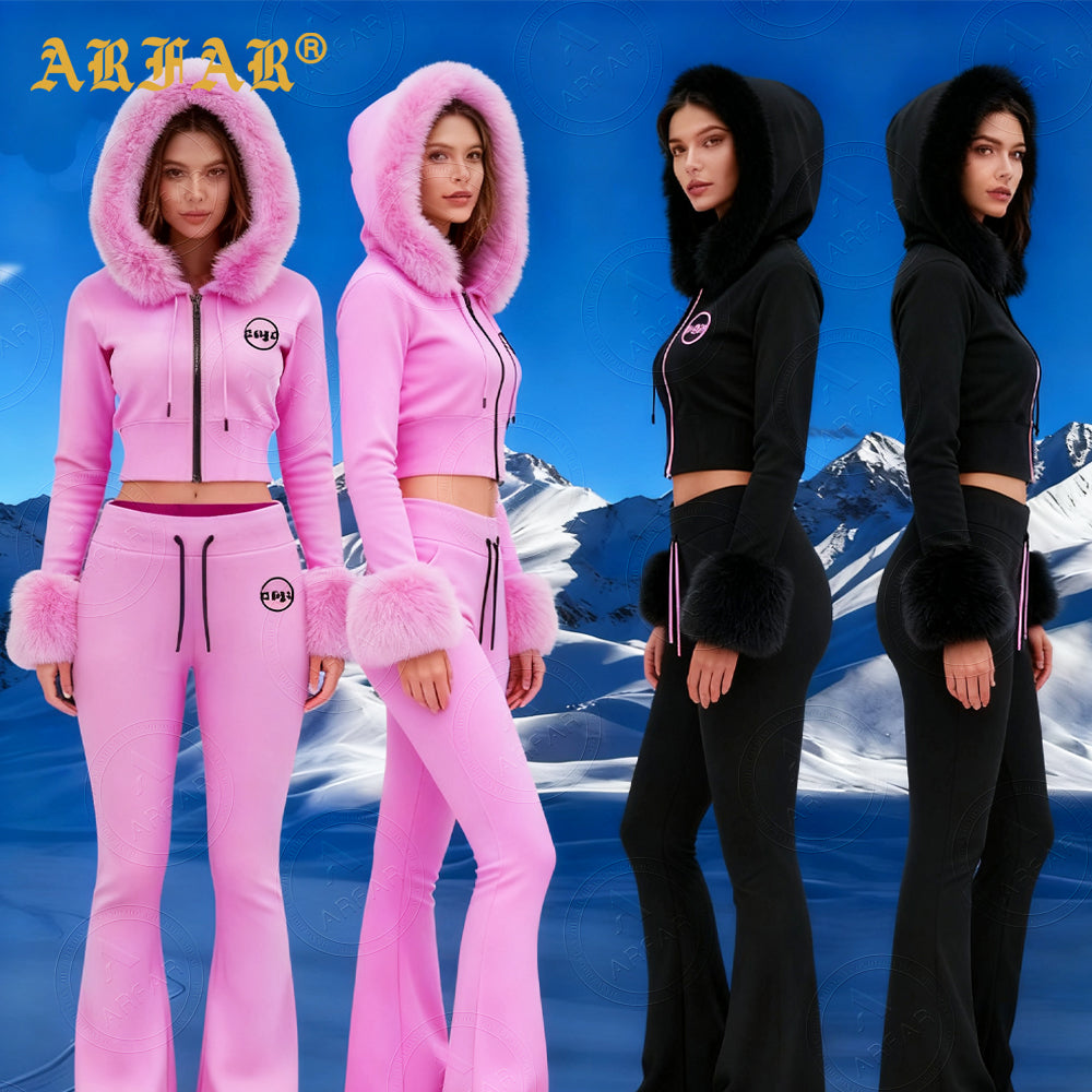 2026 Women Long Sleeve Cropped Hoodie and Sweatpants Tracksuit
