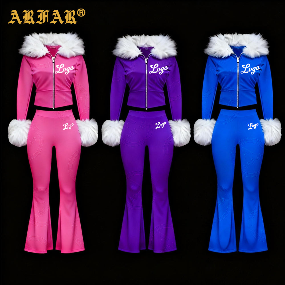 2026 Women Long Sleeve Cropped Hoodie and Sweatpants Tracksuit