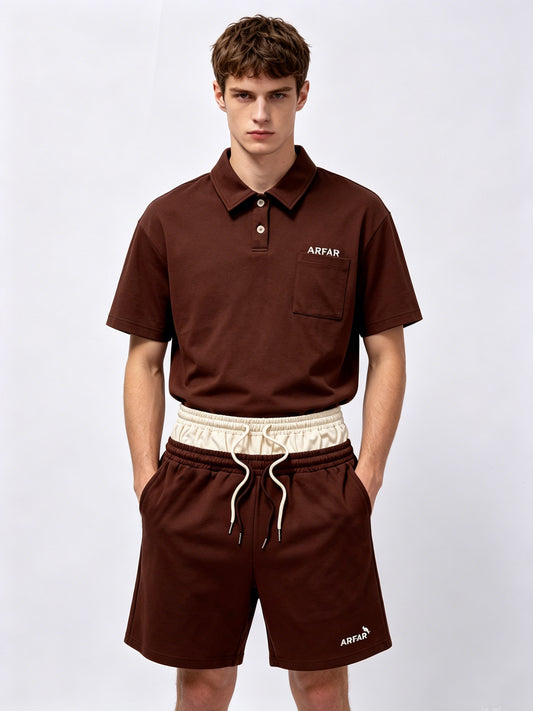 bulk wholesale drawstring loose knee fleece shorts matching two tone drawcord retro street summer athletic bottoms city walk couple matching set