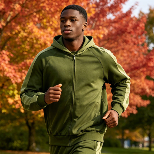Customized hot selling sports training fleece hooded coat rib elastic cuffs hem outdoor running athletic hooded jacket outdoor jogging running outfit