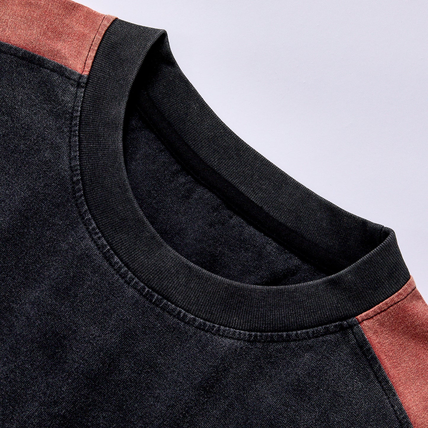 hot selling pigment washed raglan sleeve stripe fleece top drop shoulder relaxed fit unisex loose retro athletic long sleeve sweatshirt daily commute casual loungewear