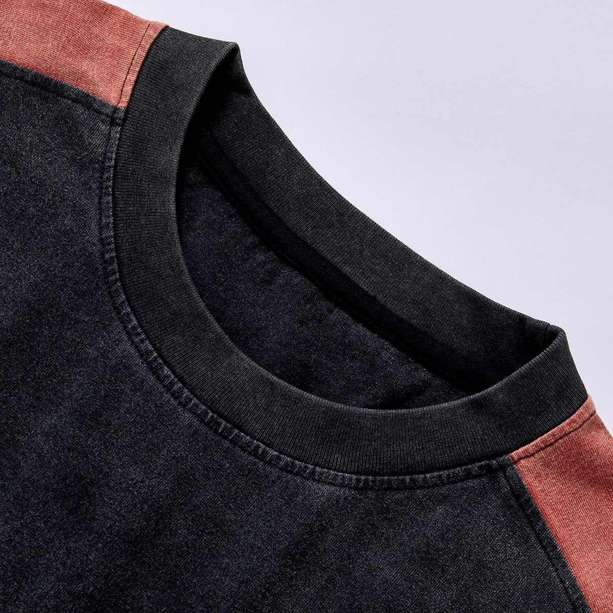 hot selling pigment washed raglan sleeve stripe fleece top drop shoulder relaxed fit unisex loose retro athletic long sleeve sweatshirt daily commute casual loungewear