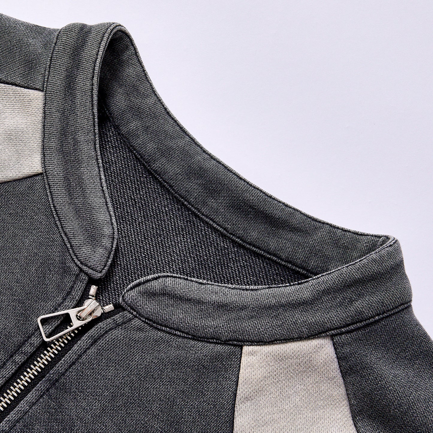 Custom logo factory direct stand collar full zip vintage track coat rib elastic cuffs hem rib elastic cuffs hem drop shoulder relaxed fit city walk couple matching set