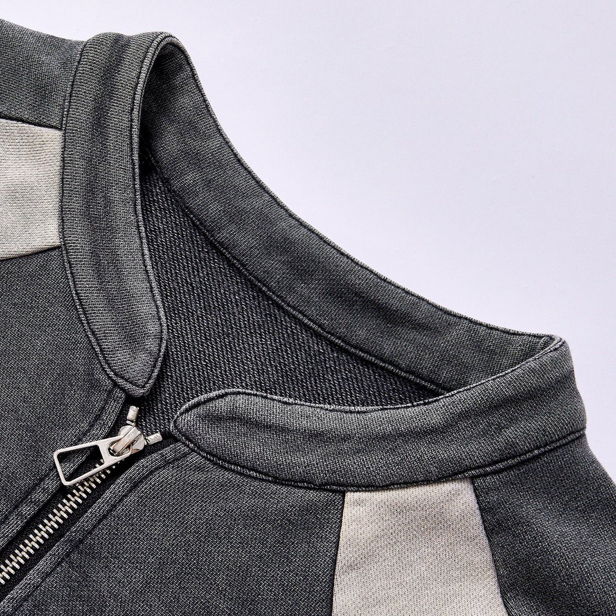 Custom logo factory direct stand collar full zip vintage track coat rib elastic cuffs hem rib elastic cuffs hem drop shoulder relaxed fit city walk couple matching set