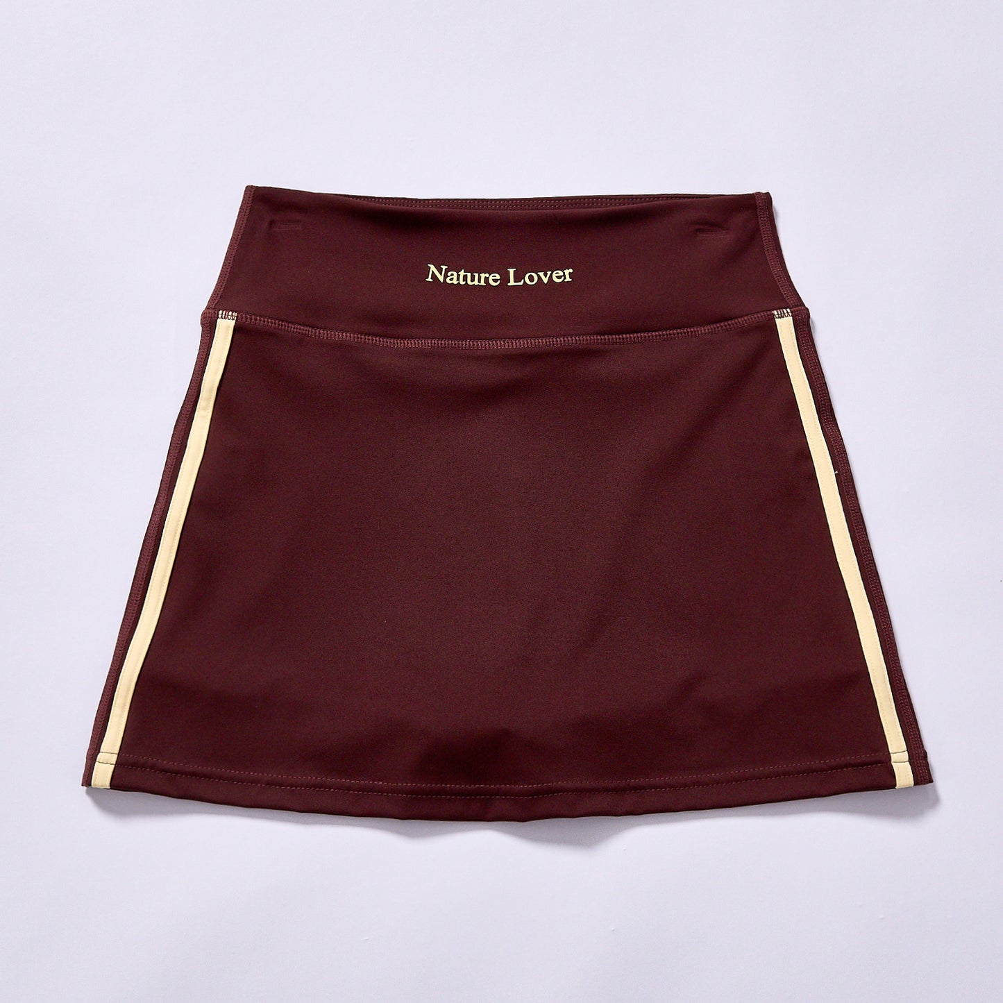 Photogenic Tennis Skirt Side Beige Contrast Stripes High Stretch Non-Tight Fit A-Line Mini Skirt for Badminton Activity Outdoor Hiking Gym Wear