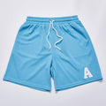 Letter A Embroidery Mesh Drawstring Sports Shorts Unisex Summer Loose Knee Length Basketball Shorts Casual Streetwear Breathable Quick Dry Gym Track Shorts