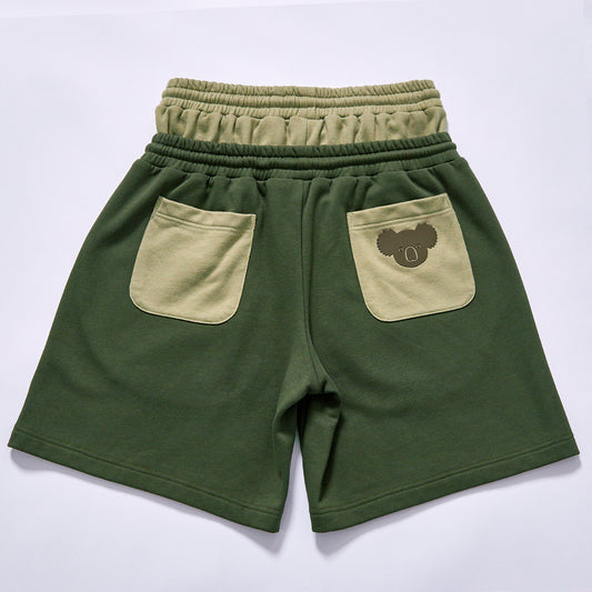 hot selling Custom shorts dual spliced waist knee length fleece shorts relaxed straight knee cut hem outdoor hiking casual knee length sweat pants city walk couple matching set