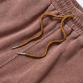 Custom Leather Label Waffle Knit Washed Shorts Unisex Summer Elastic Drawstring Loose Fit Casual Streetwear Vintage Textured Sweat Shorts