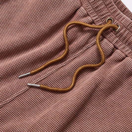 Custom Leather Label Waffle Knit Washed Shorts Unisex Summer Elastic Drawstring Loose Fit Casual Streetwear Vintage Textured Sweat Shorts