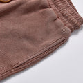 Custom Leather Label Waffle Knit Washed Shorts Unisex Summer Elastic Drawstring Loose Fit Casual Streetwear Vintage Textured Sweat Shorts
