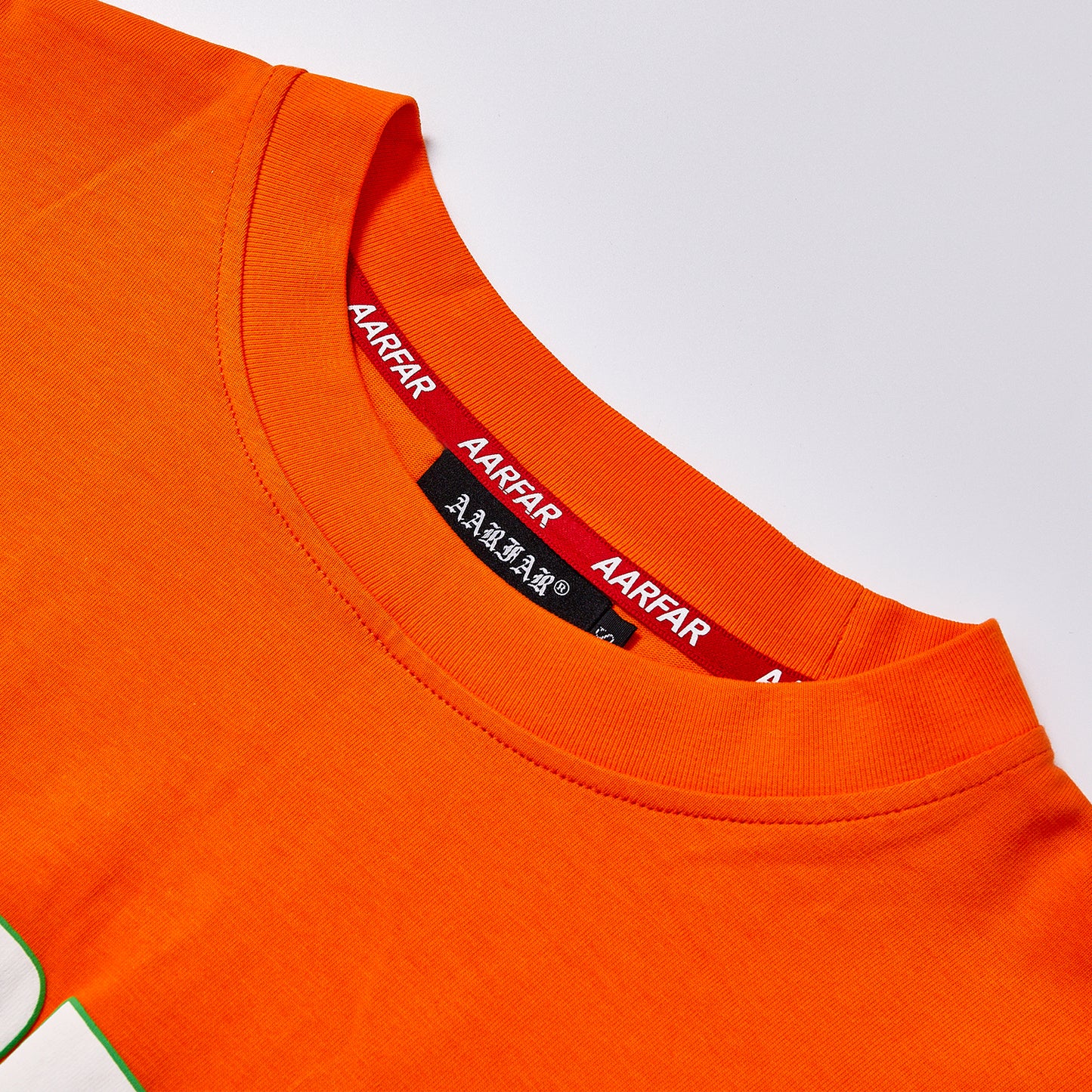 Two-Tone Fake Two Piece Long Sleeve T-Shirt Unisex Streetwear Orange Contrast Print Graffiti Letter Loose Fit Casual Layered Tee